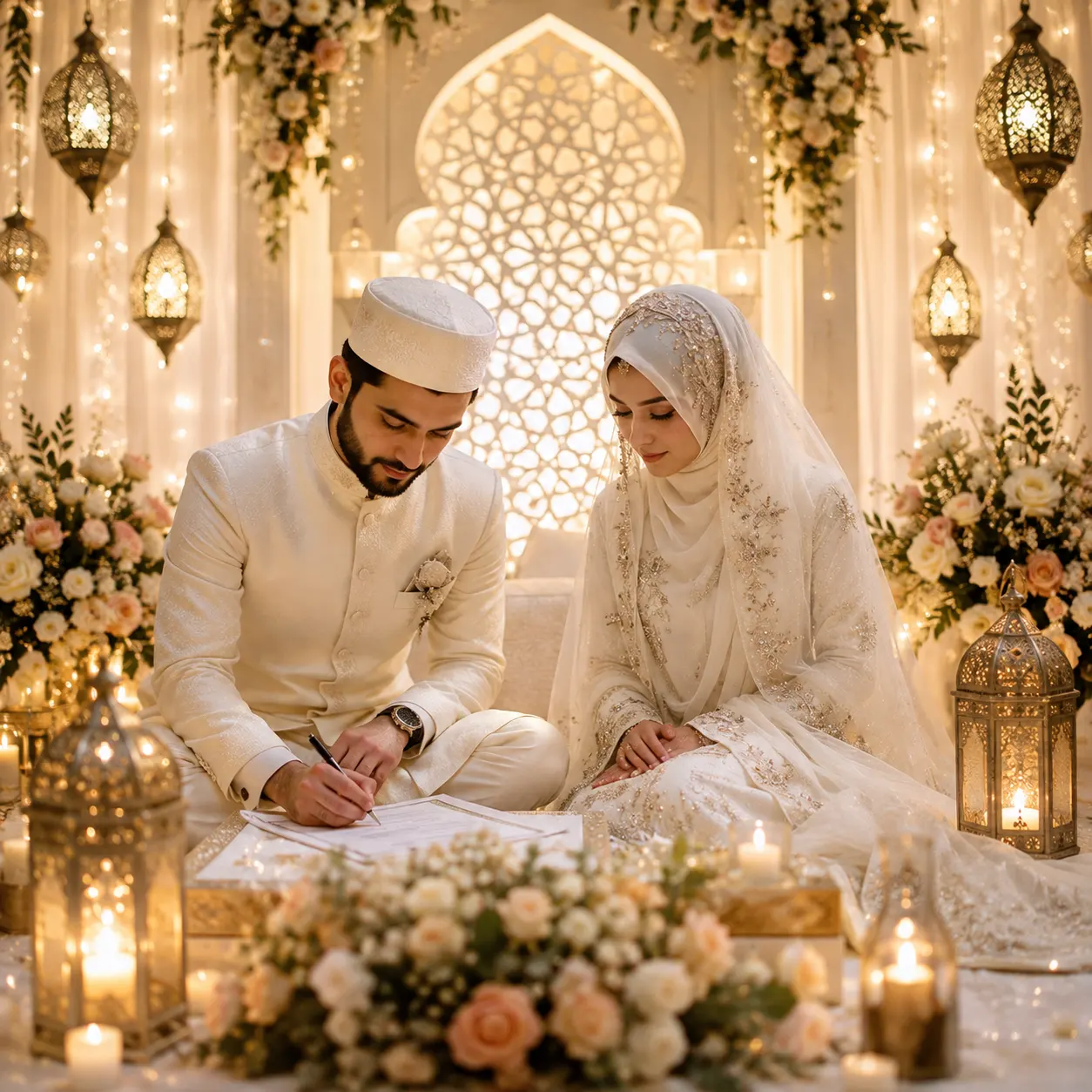 Muslim couple beginning their Nikah journey