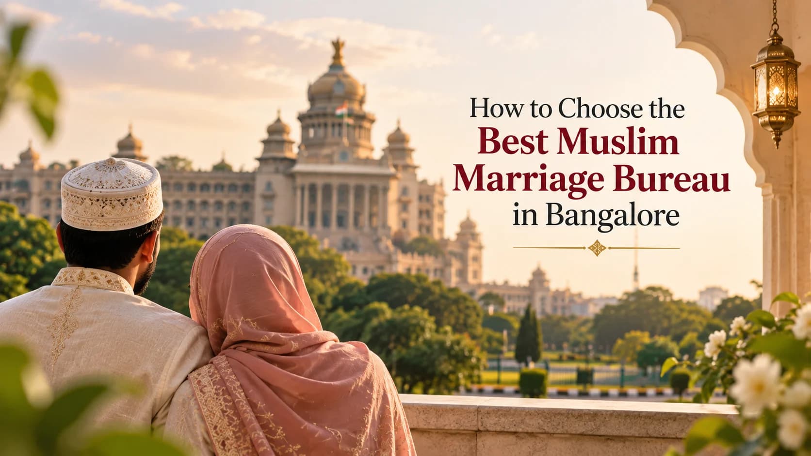 Family discussing a rishta with a matchmaker at a Muslim marriage bureau in Bangalore